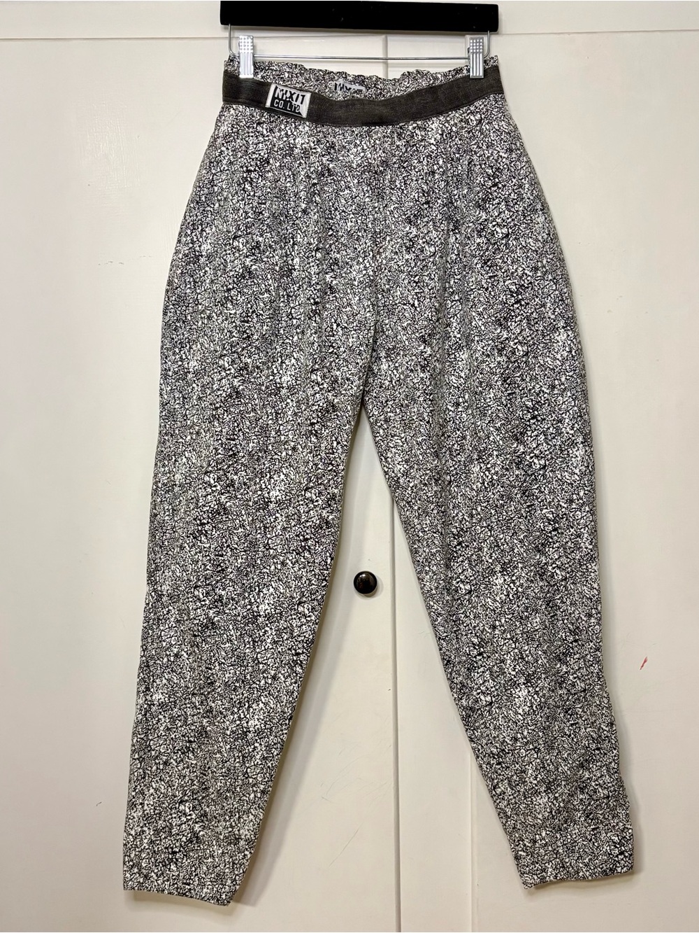 Vintage 90s Nix It Black White Printed Cotton Retro Pleated High Rise Pants
